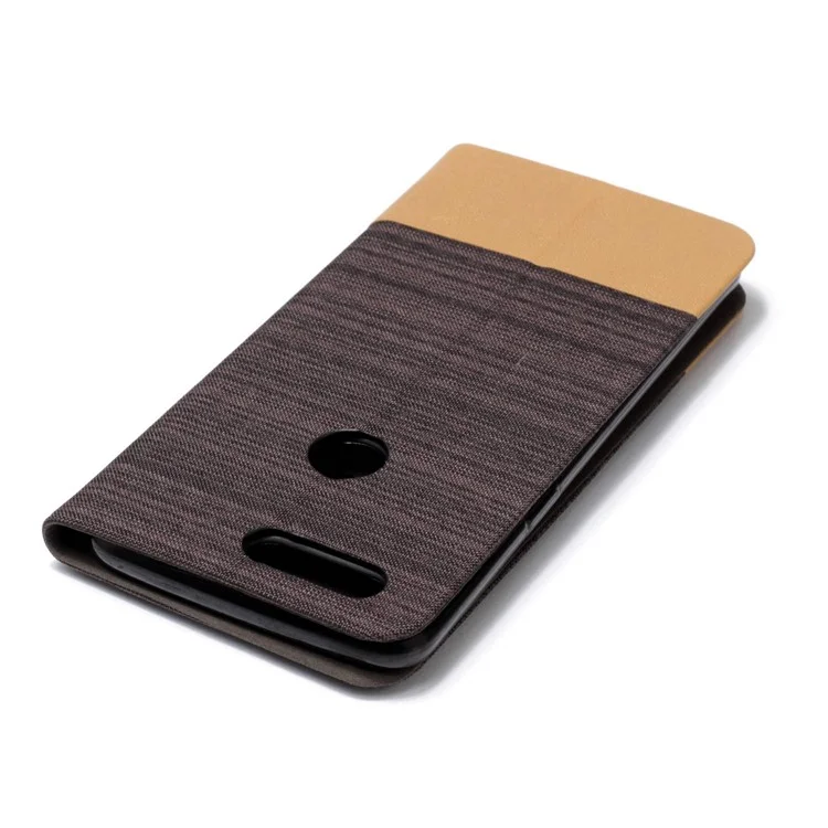 For OnePlus 5T Two-color Linen Texture Leather Stand Phone Accessory Case - Coffee