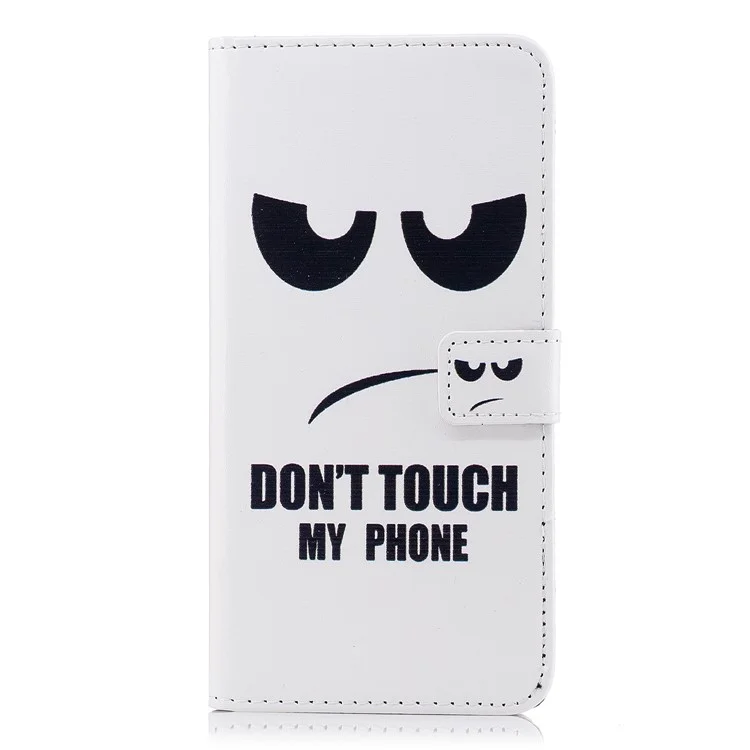 Embossing Leather Wallet Stand Mobile Case for OnePlus 5T - Do Not Touch My Phone