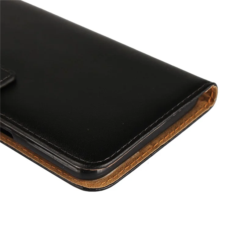 Genuine Split Leather Wallet Stand Phone Case for OnePlus 5T - Black