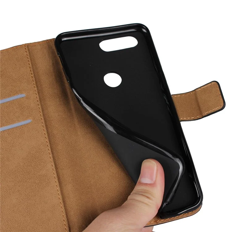 Genuine Split Leather Wallet Stand Phone Case for OnePlus 5T - Black