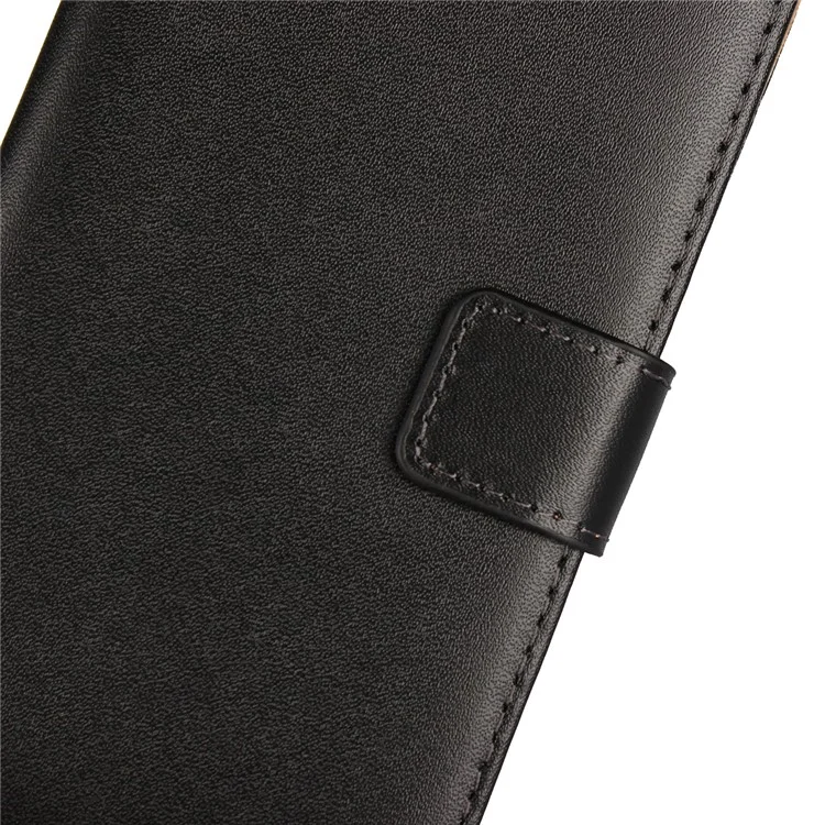 Genuine Split Leather Wallet Stand Phone Case for OnePlus 5T - Black