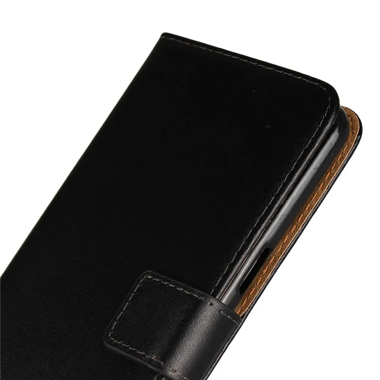 Genuine Split Leather Wallet Stand Phone Case for OnePlus 5T - Black
