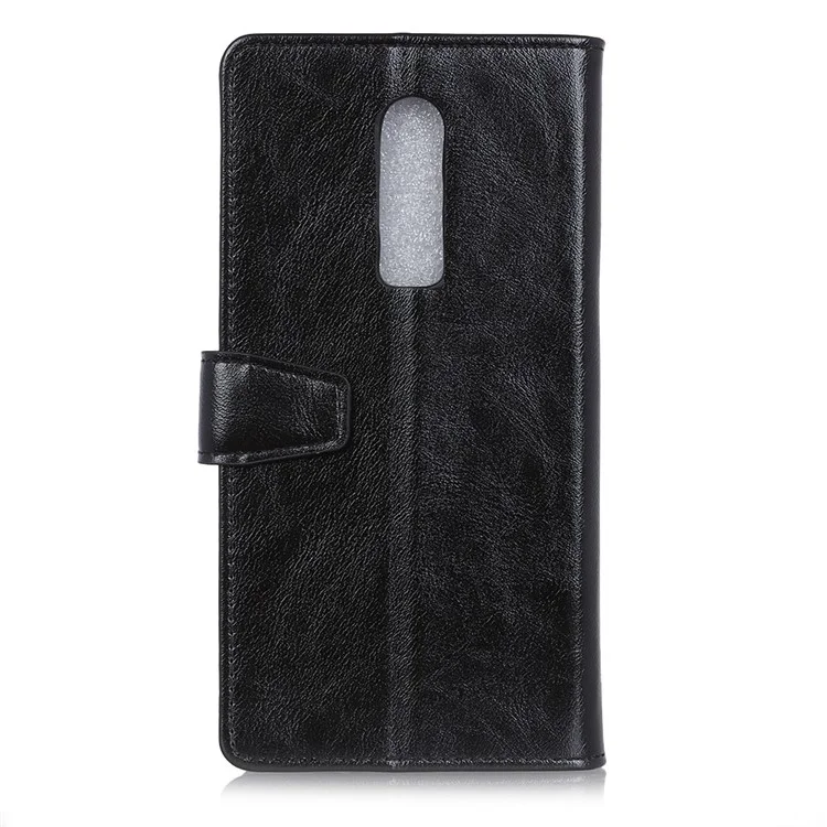 Crazy Horse Texture Wallet Leather Stand Phone Case for OnePlus 6 - Black