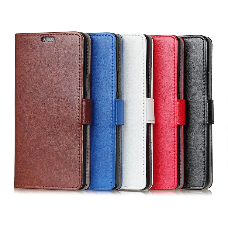 Crazy Horse Texture Wallet Leather Stand Phone Case for OnePlus 6 - Black