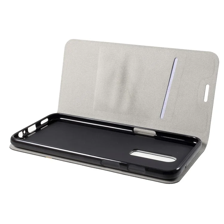 Cross Texture Card Holder Stand Leather Cell Phone Case for OnePlus 6 - Black