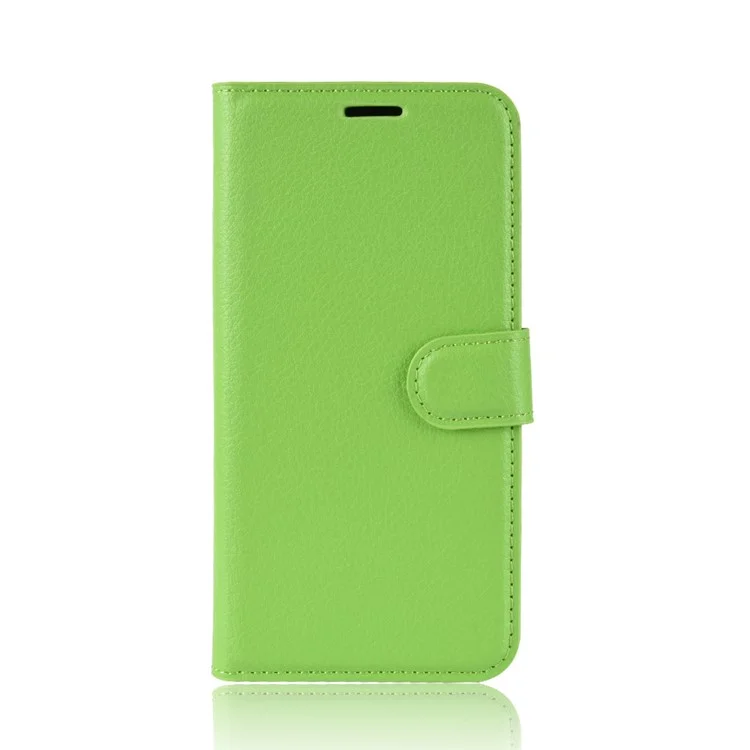 Litchi Skin Leather Stand Cover with Card Slots for OnePlus 6 Cell Phone Case Shell - Green