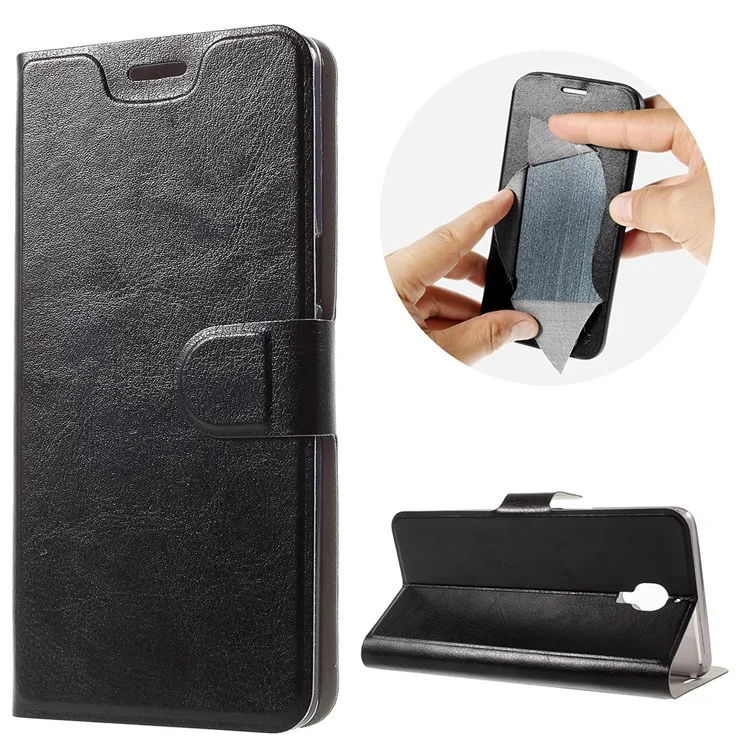 Crazy Horse Leather Card Holder Stand Case for OnePlus 3T / 3 - Black