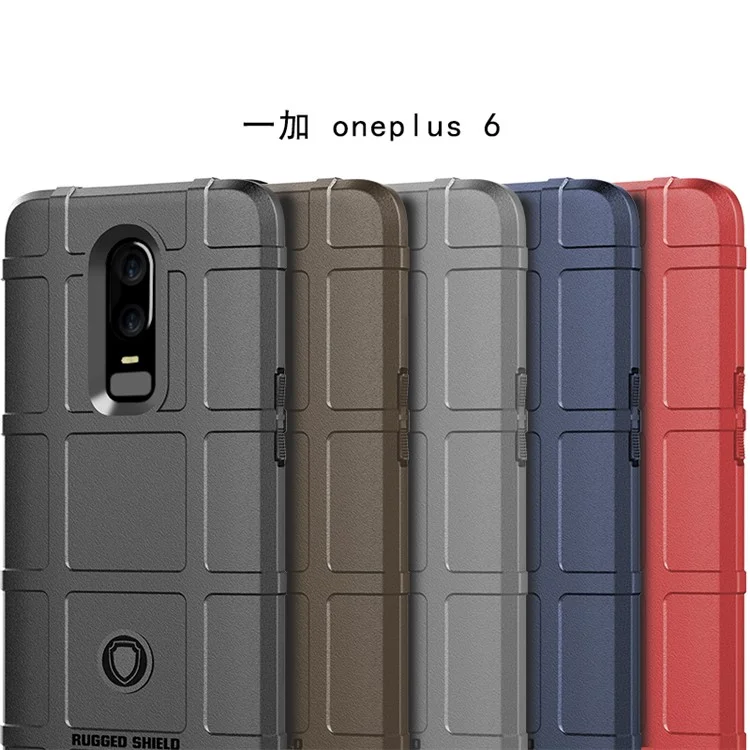 For OnePlus 6 Rugged Shield Series Soft Silicone Shock Absorption Matte Mobile Phone Case Accessory - Black