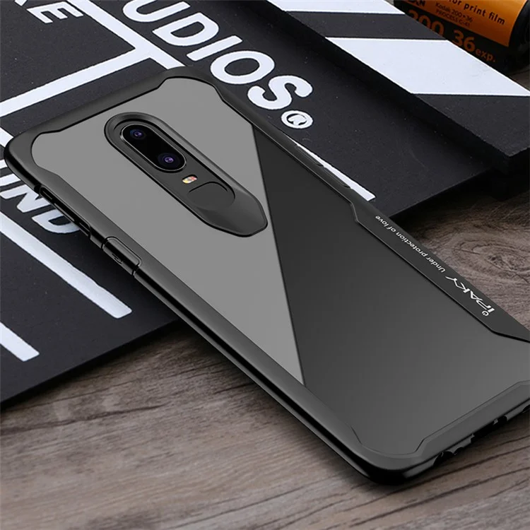 IPAKY Anti-drop PC + TPU Hybrid  Phone Case Accessory for OnePlus 6 - Black
