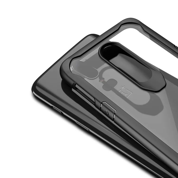 IPAKY Anti-drop PC + TPU Hybrid  Phone Case Accessory for OnePlus 6 - Black