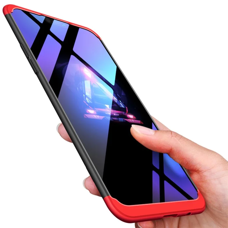 GKK Detachable 3-piece Matte PC Hard Case for OnePlus 6 - Black / Red