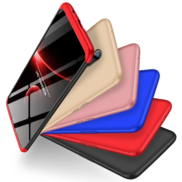 GKK Detachable 3-piece Matte PC Hard Case for OnePlus 6 - Black / Red