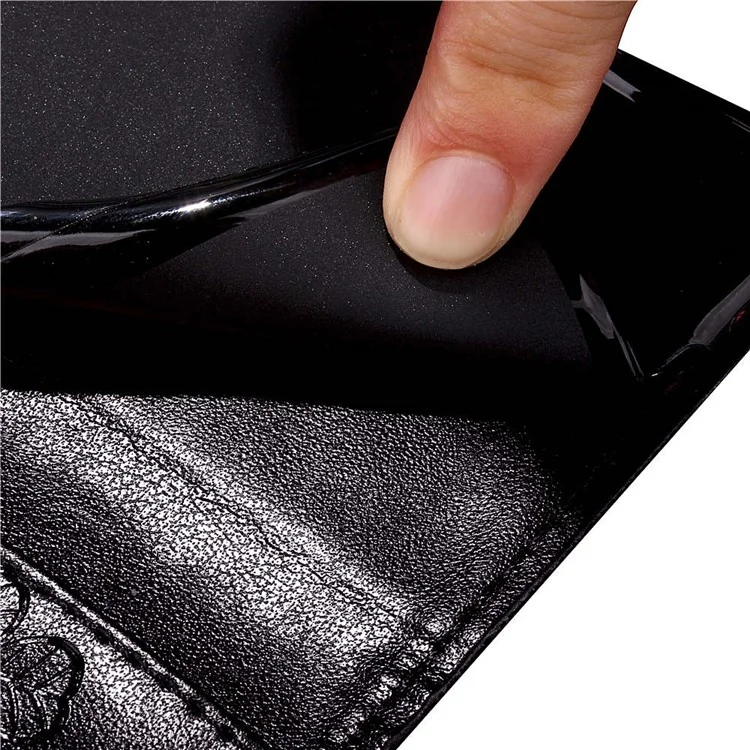 Imprint Lucky Clover Magnetic PU Leather Stand Wallet Case for OnePlus 6 - Black