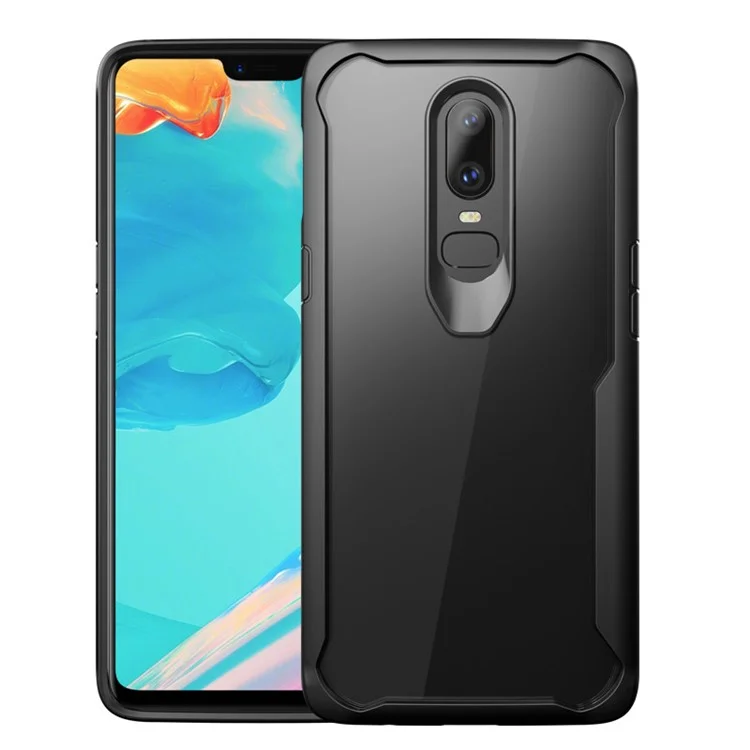 Shock Absorption PC + TPU Hybrid Cell Phone Case for OnePlus 6 - Black