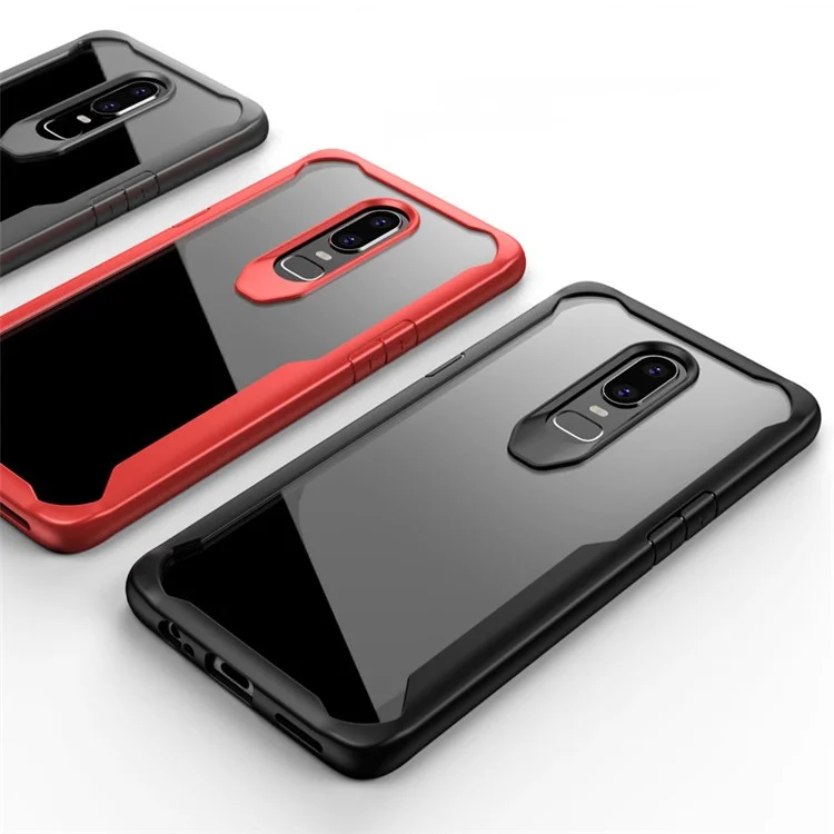 Shock Absorption PC + TPU Hybrid Cell Phone Case for OnePlus 6 - Black