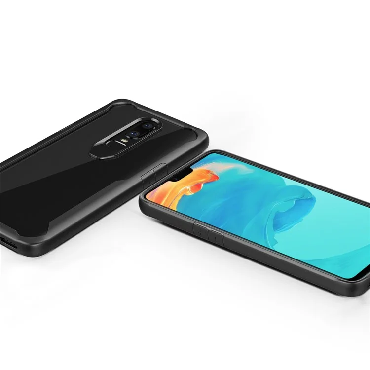 Shock Absorption PC + TPU Hybrid Cell Phone Case for OnePlus 6 - Black