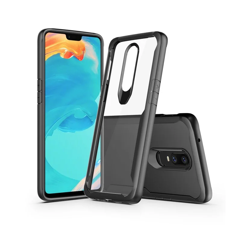 Shock Absorption PC + TPU Hybrid Cell Phone Case for OnePlus 6 - Black
