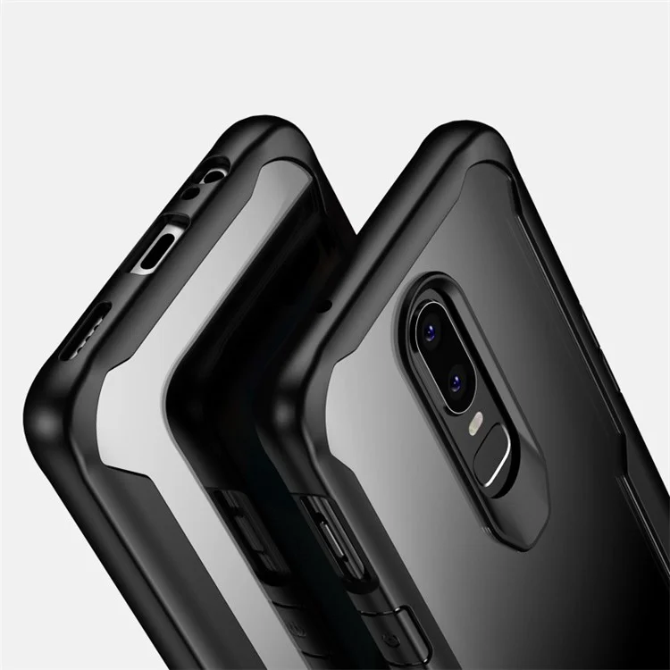 Shock Absorption PC + TPU Hybrid Cell Phone Case for OnePlus 6 - Black