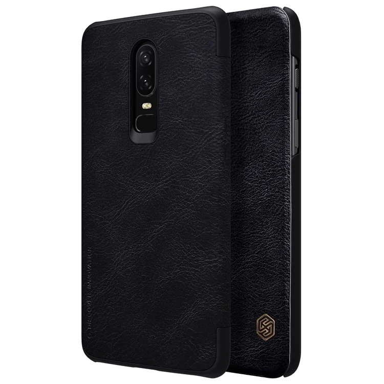 NILLKIN Qin Series Leather Card Holder Case for OnePlus 6 - Black