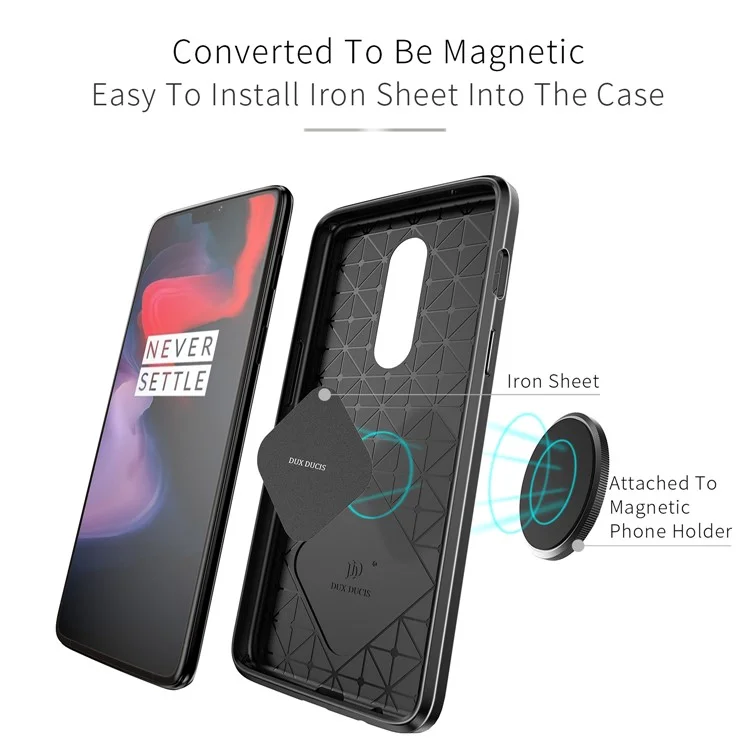 DUX DUCIS MOJO Series Carbon Fiber Brushed TPU Case for OnePlus 6 - Black
