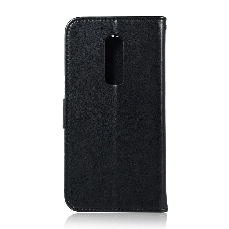 Imprint Owl Dream Catcher Wallet Stand Leather Case for OnePlus 6 - Black