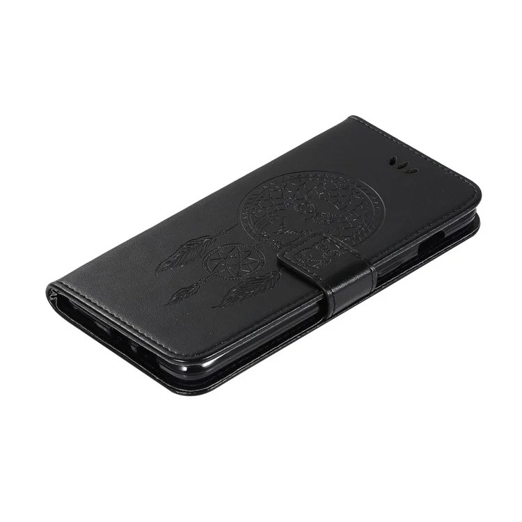 Imprint Owl Dream Catcher Wallet Stand Leather Case for OnePlus 6 - Black