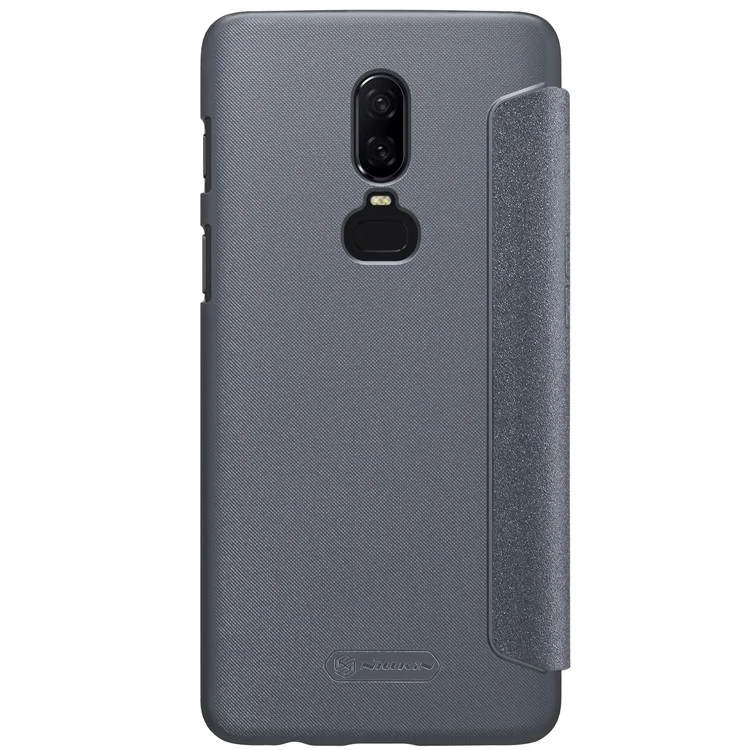 NILLKIN Sparkle Series PU Leather Mobile Phone Case for OnePlus 6 - Black