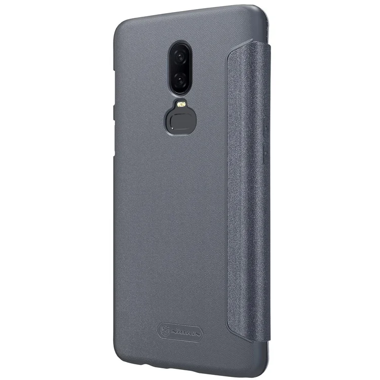 NILLKIN Sparkle Series PU Leather Mobile Phone Case for OnePlus 6 - Black