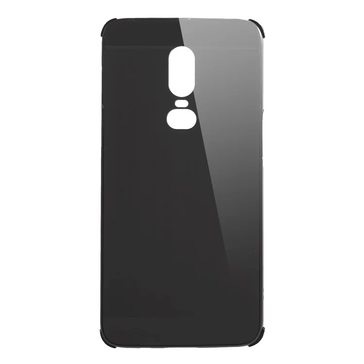 Slide-on Metal Bumper + Brushed PC Back Panel Plated Hybrid Mobile Case for OnePlus 6 - Black