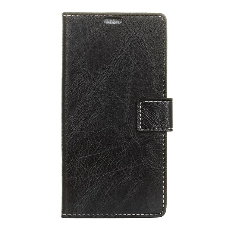 Vintage Crazy Horse Texture PU Leather Wallet Stand Case for OnePlus 6 - Black