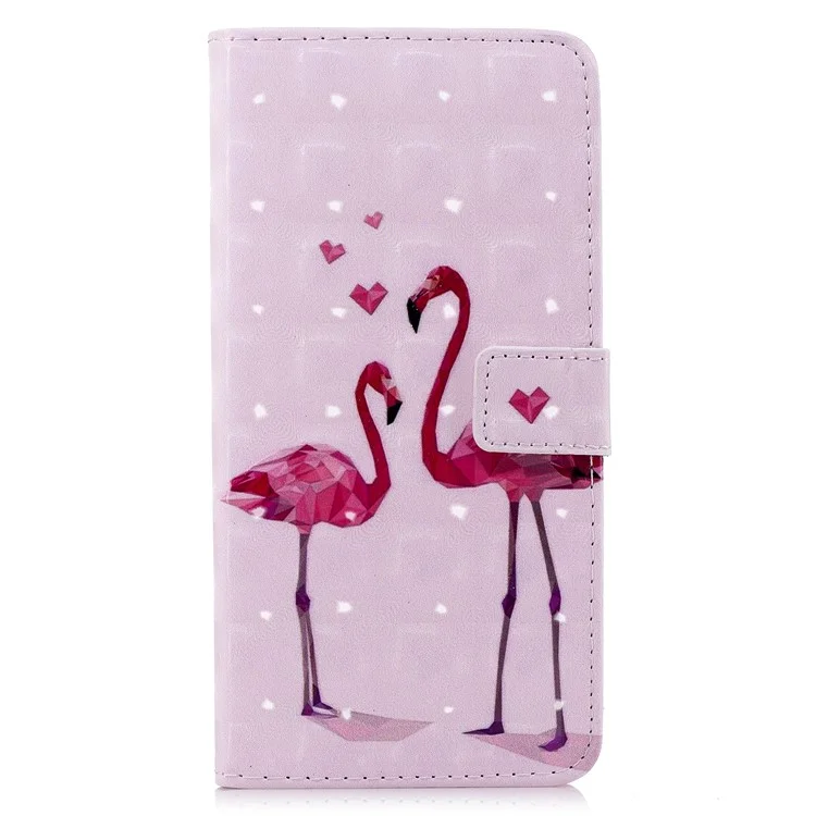 Light Spot Decor Patterned PU Leather Protection Phone Case for OnePlus 6 - Flamingos