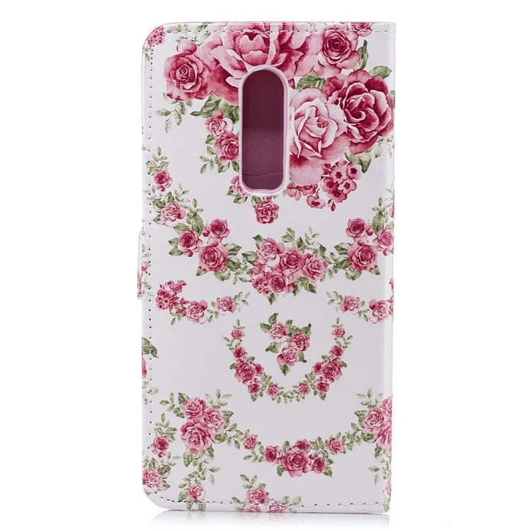 For OnePlus 6 Embossed Pattern Leather Wallet Stand Flip Cover - Blooming Peonies
