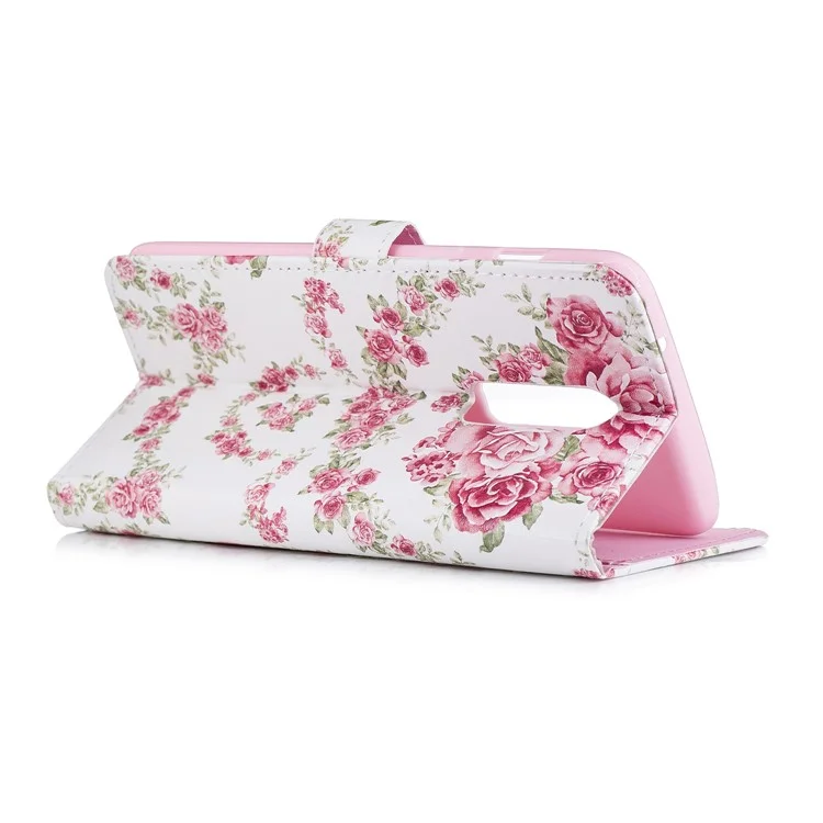 For OnePlus 6 Embossed Pattern Leather Wallet Stand Flip Cover - Blooming Peonies