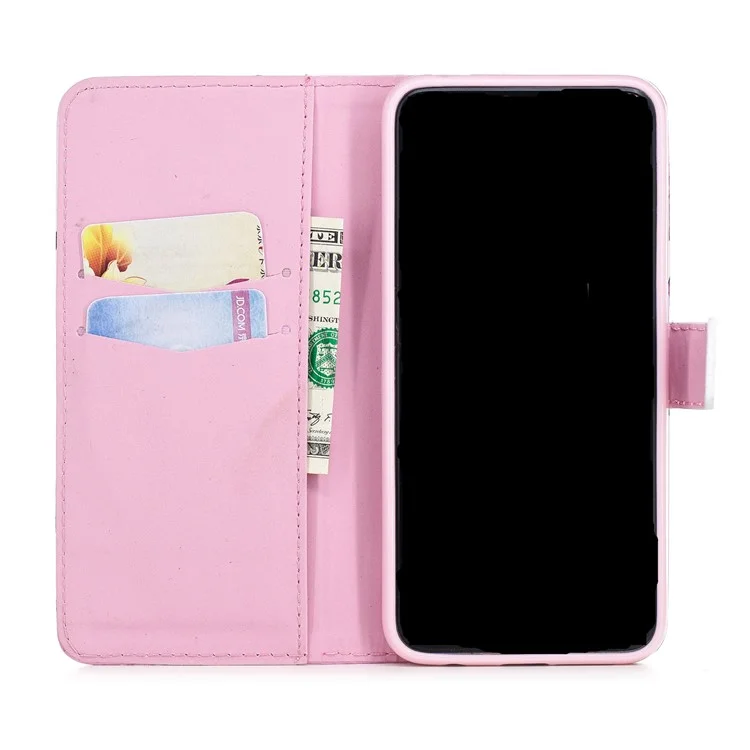 For OnePlus 6 Embossed Pattern Leather Wallet Stand Flip Cover - Blooming Peonies