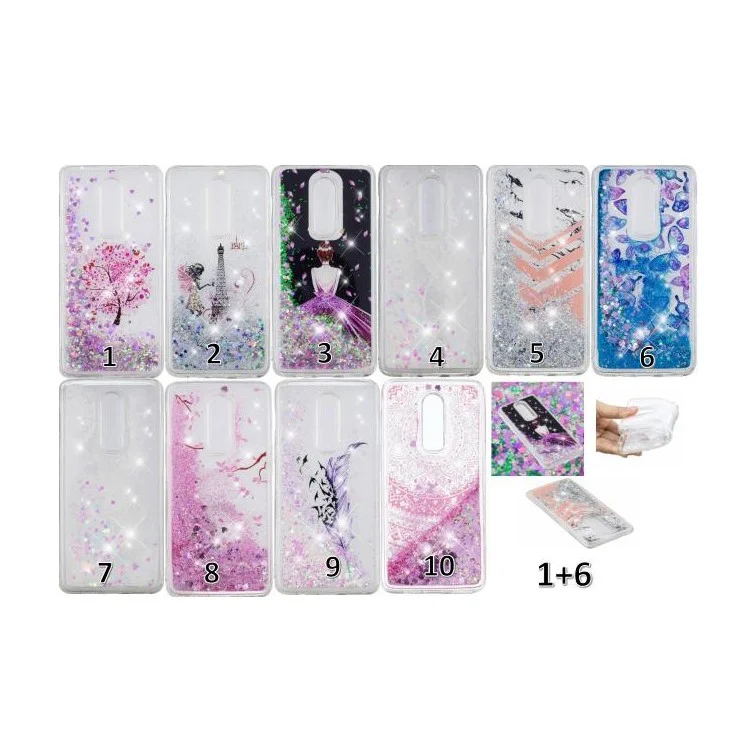 Pattern Printing Dynamic Glitter Powder Sequins TPU Casing for OnePlus 6 - Pretty Girl's Back