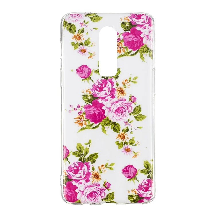 Noctilucent IMD TPU Back Phone Case for OnePlus 6 - Vivid Flowers