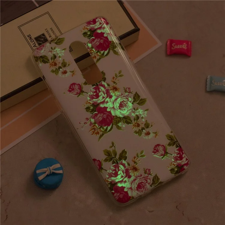 Caixa de Telefone Traseiro Noctilucent IMD TPU Para OnePlus 6 - Flores Vivas