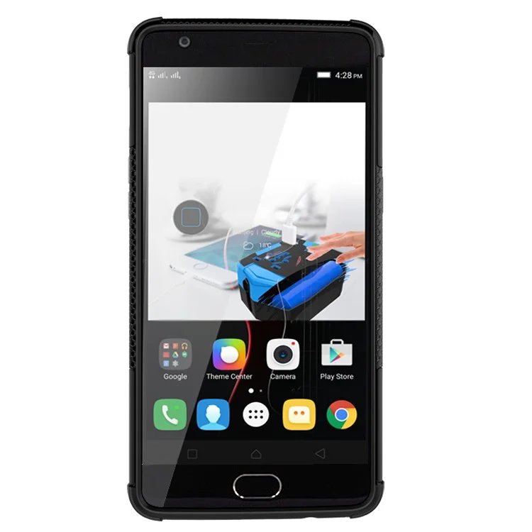 For OnePlus 3 / 3T Kickstand PC + TPU Hybrid Case Tyre Texture - Black