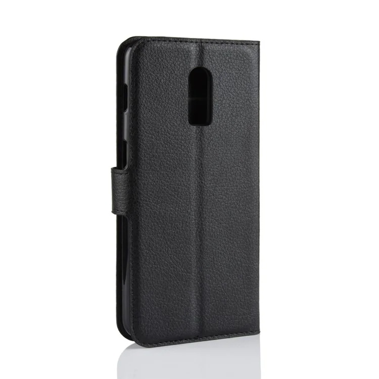 Litchi Skin PU Protección de Cuero Case de Teléfonos Móviles Para OnePlus 6T - Negro