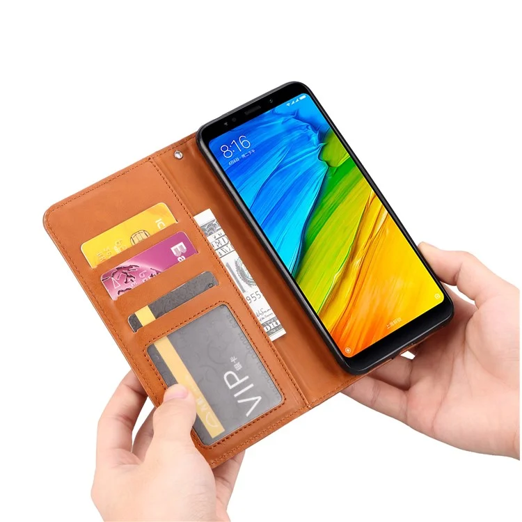 Carcasa de Carcasa Móvil de Billetera de Cuero Absorbido Automáticamente Para OnePlus 6T - Marrón