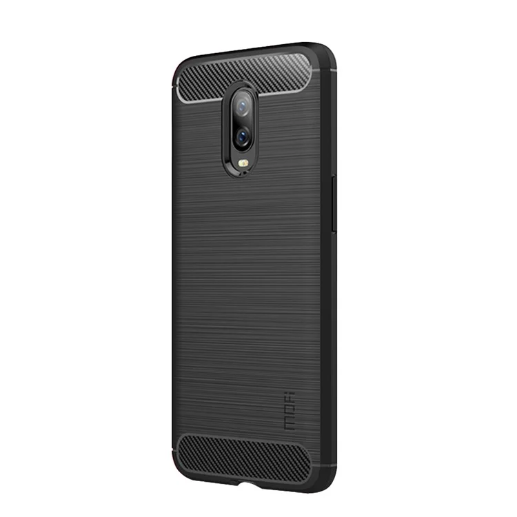 MOFI Texture en Fibre de Carbone Case de Protection TPU Brossée Pour OnePlus 6T - le Noir