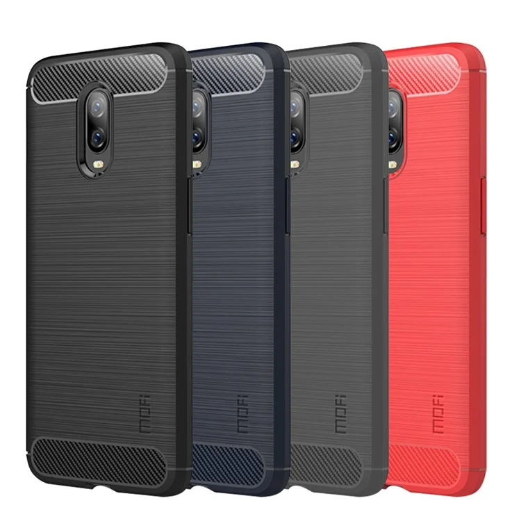 Funda de protección MOFI Carbon Fiber Texture Brushed TPU para OnePlus 6T - Negro