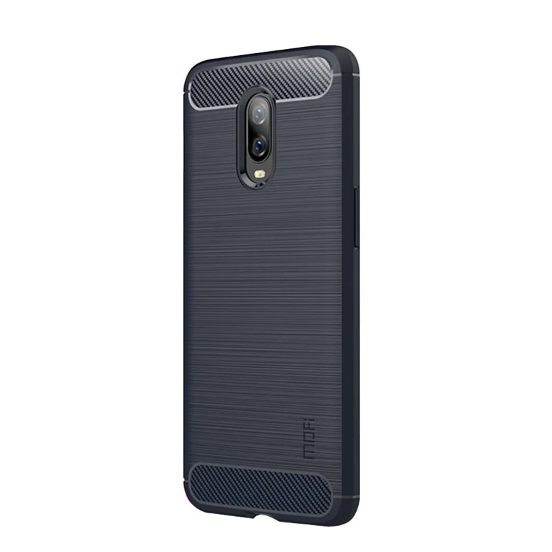 MOFI Carbon Fiber Texture Brushed TPU Mobile Casing for OnePlus 6T - Dark Blue