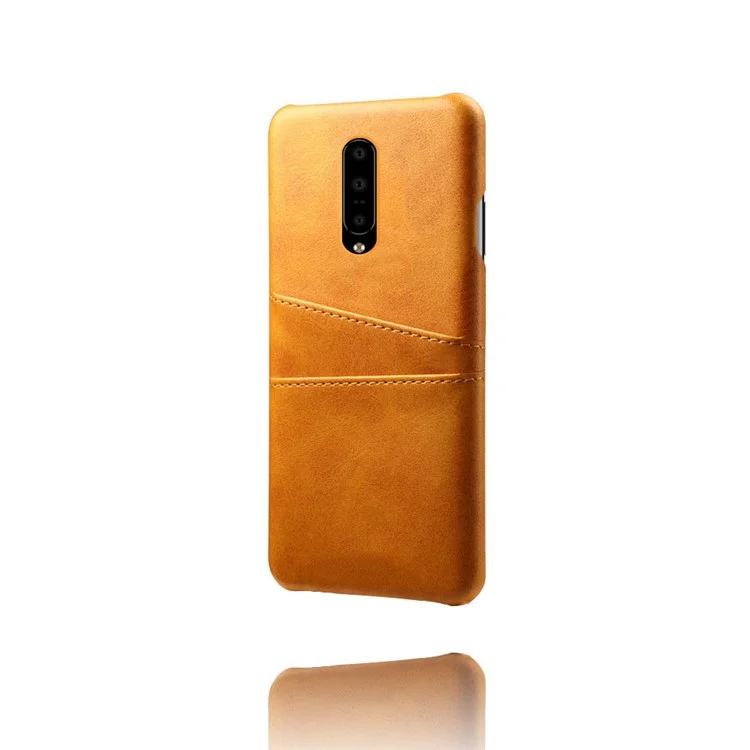 Custodia per telefono cellulare in PC rivestito in pelle sintetica PU con doppio scomparto per schede per OnePlus 7 Pro - Arancione