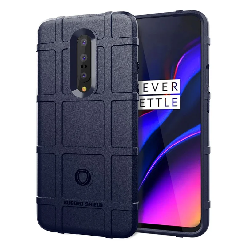 Rugged Square Grid Texture Anti-shock TPU Phone Cover for OnePlus 7 Pro - Blue