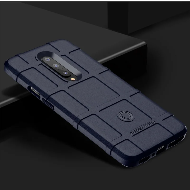 Rugged Square Grid Texture Anti-shock TPU Phone Cover for OnePlus 7 Pro - Blue