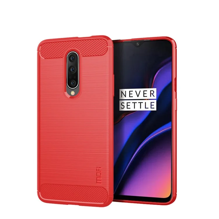 MOFI Carbon Fiber Brushed TPU Protective Phone Case for OnePlus 7 Pro - Red
