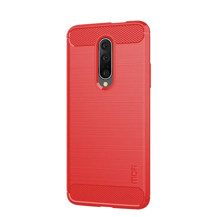 MOFI Carbon Fiber Brushed TPU Protective Phone Case for OnePlus 7 Pro - Red