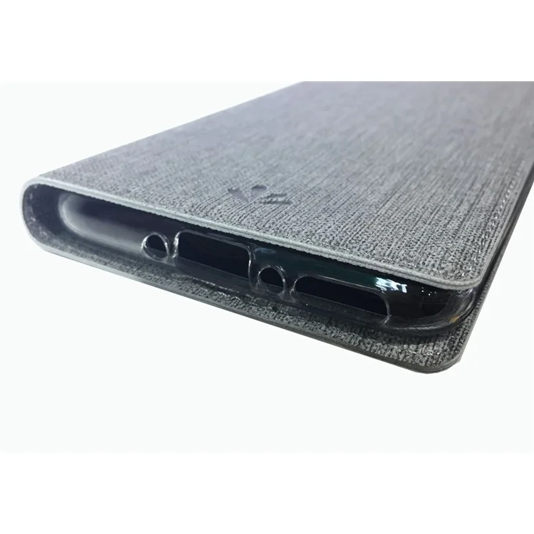 VILI DMX Cross Texture Card Holder Leather Stand Cover for OnePlus 7 Pro - Grey