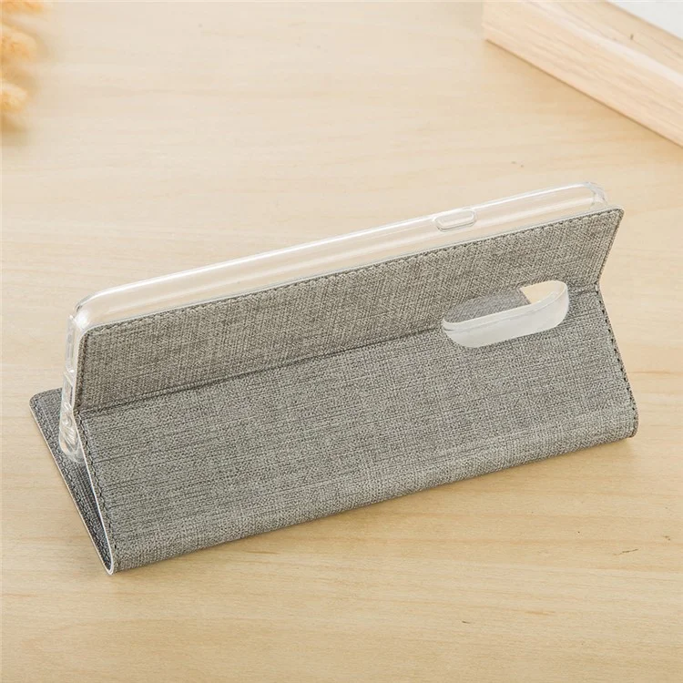 VILI DMX Cross Texture Card Holder Leather Stand Cover for OnePlus 7 Pro - Grey